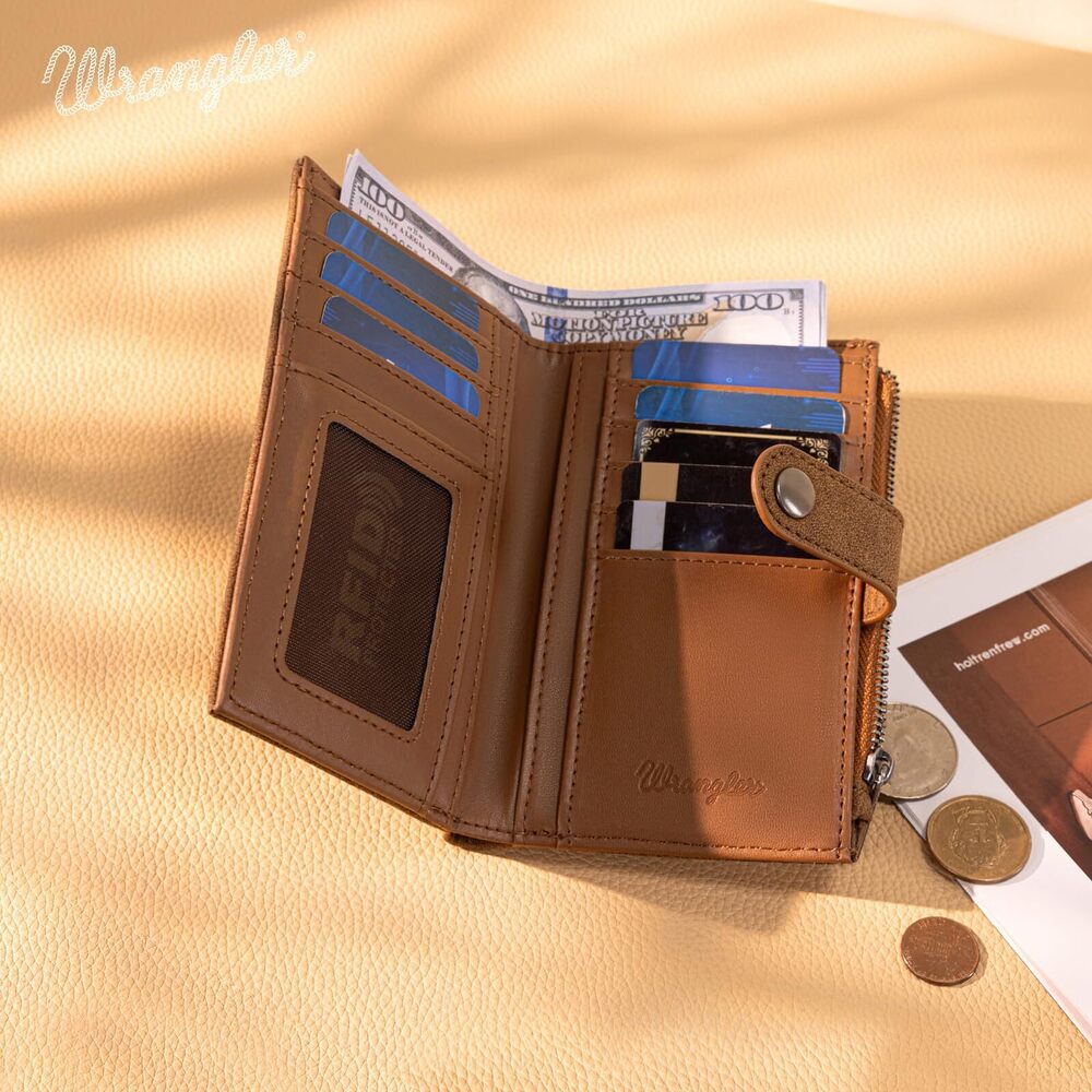 3035 × Wrangler Small Wallet Designer Bifold Wallet Embossed Wallets, Card - Picture 4 of 6